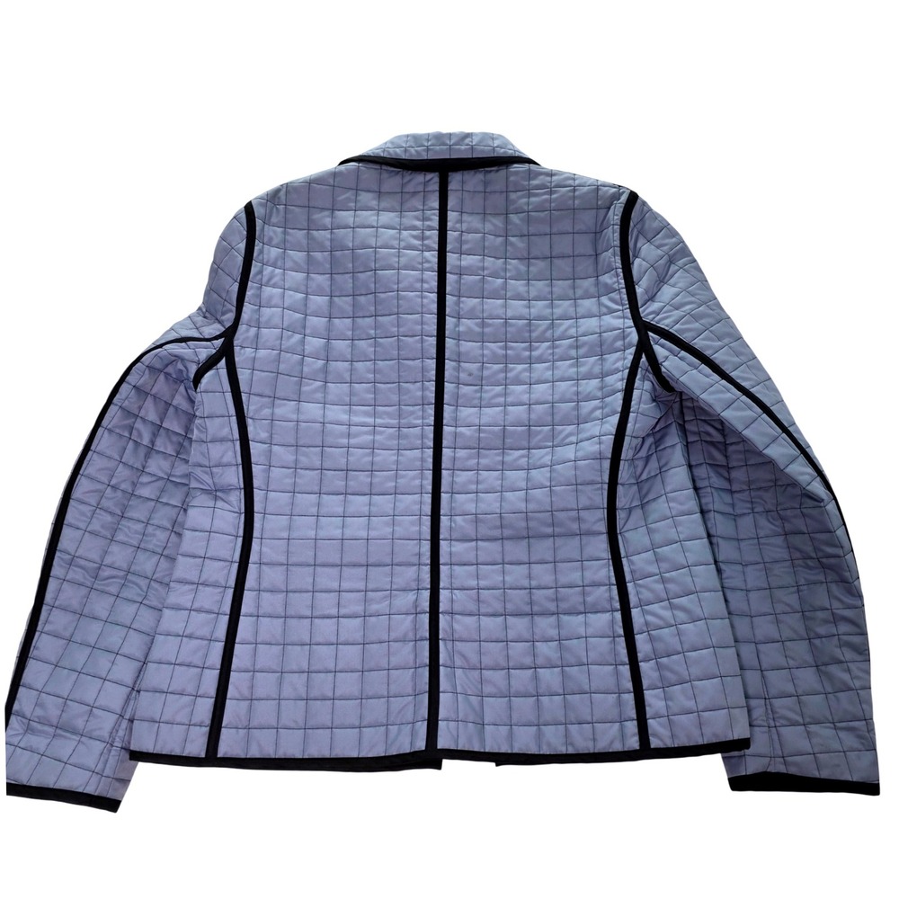 CARLISLE Quilted Jacket Periwinkle Black Trim Collar Zip Front Women's Size - Picture 7 of 7